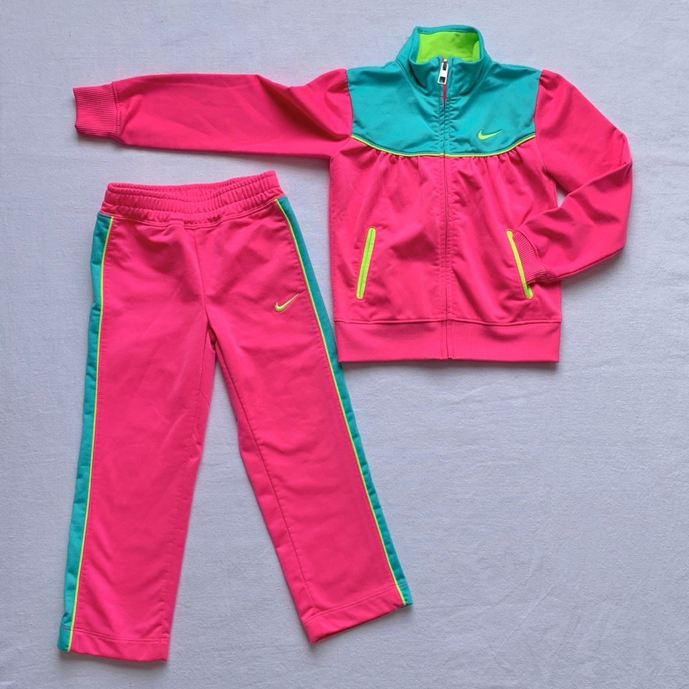 Nike Matching Set Tracksuit Hot Pink, Turquoise, Neon Yellow Pants & Jacket 4